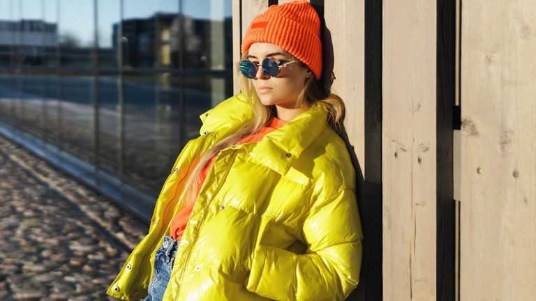 How to Wear a Bright Puffer Jacket